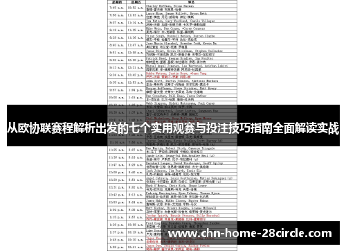 从欧协联赛程解析出发的七个实用观赛与投注技巧指南全面解读实战